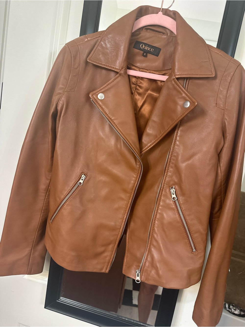 Quince Brown Leather Moto Jacket - Picture 4 of 14